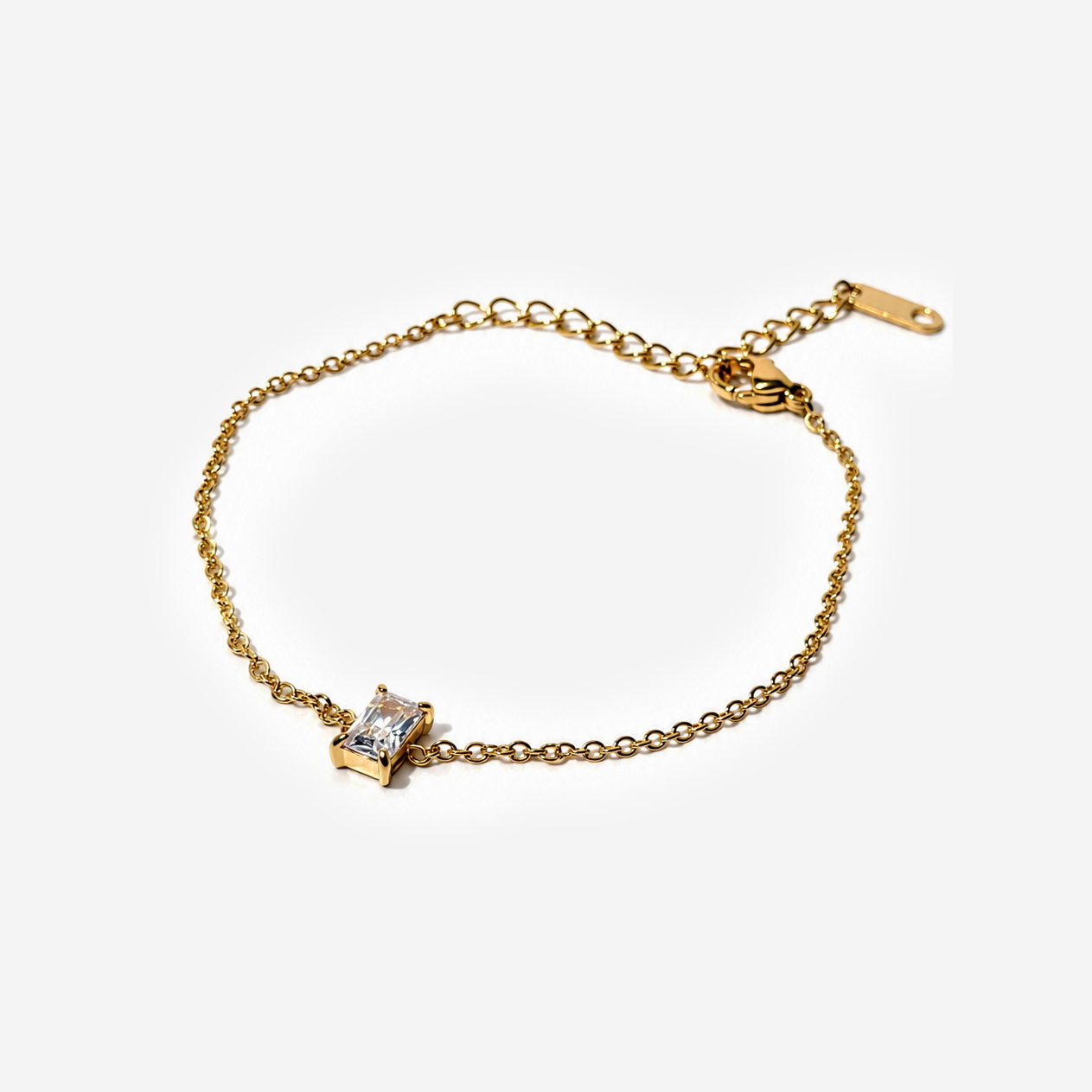 Gold-plated Titanium White Stone Bracelet