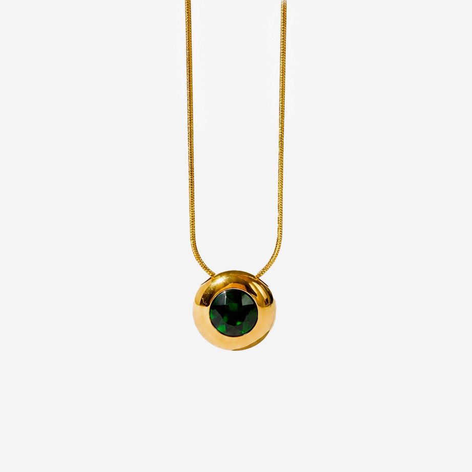 Gold-plated Titanium With Stones Necklace
