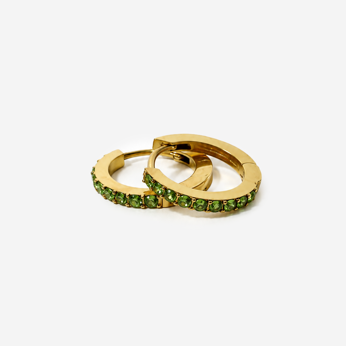 Titanium Gold Plated Green Earrings