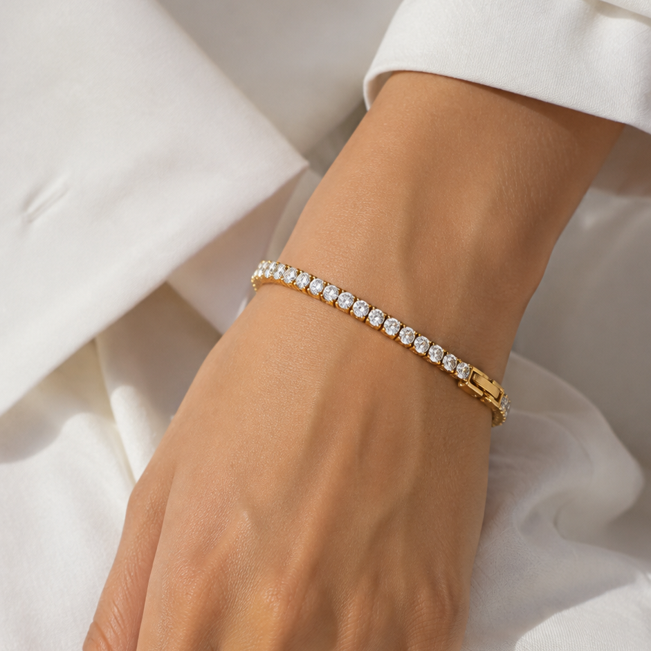 Gold-plated Titanium Tennis Bracelet