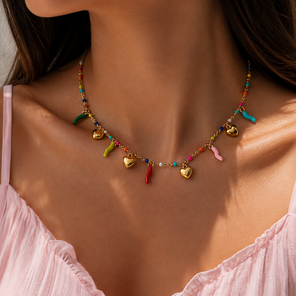 Gold-plated Titanium Colorful Necklace