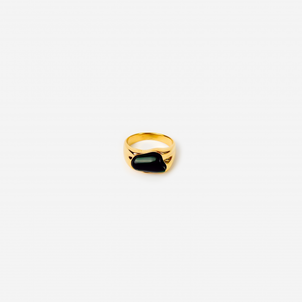 მოოქროვილი ტიტანის მწვანე რგოლი ქვით