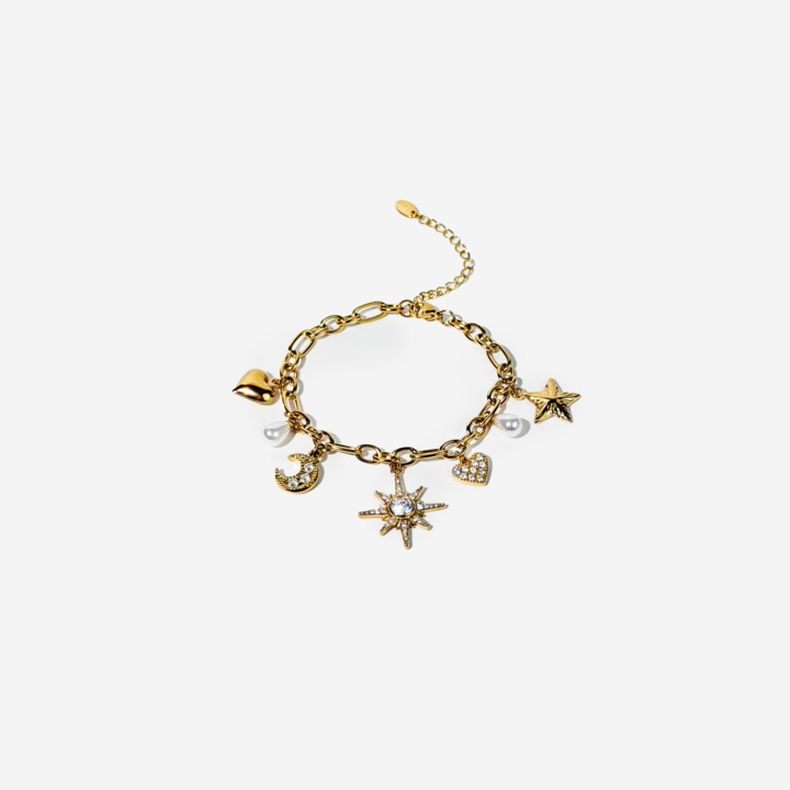 Gold-plated Titanium Bracelet With Charms