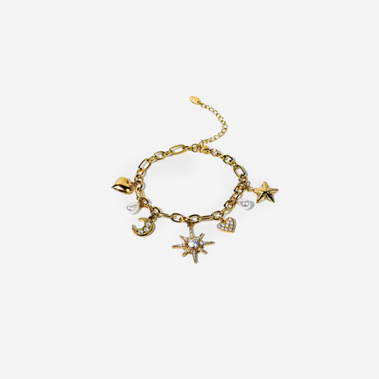 Gold-plated Titanium Bracelet With Charms
