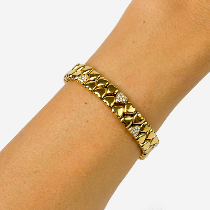 Gold-plated Titanium Double with Hearts Bracelet