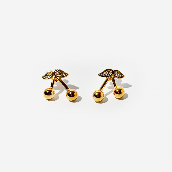 Gold-plated Titanium Cherry Shaped Earrings