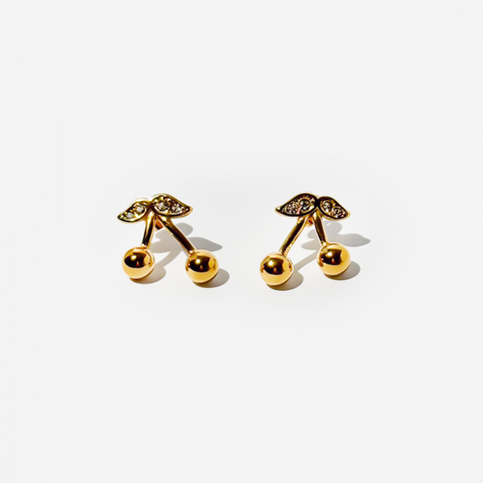 Gold-plated Titanium Cherry Shaped Earrings