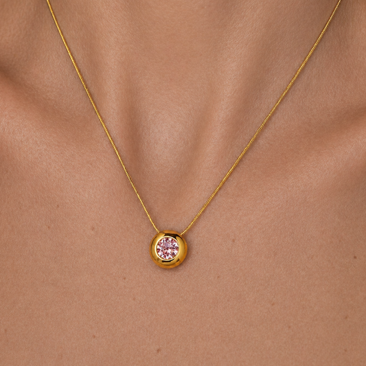 Gold-plated Titanium With Stones Necklace