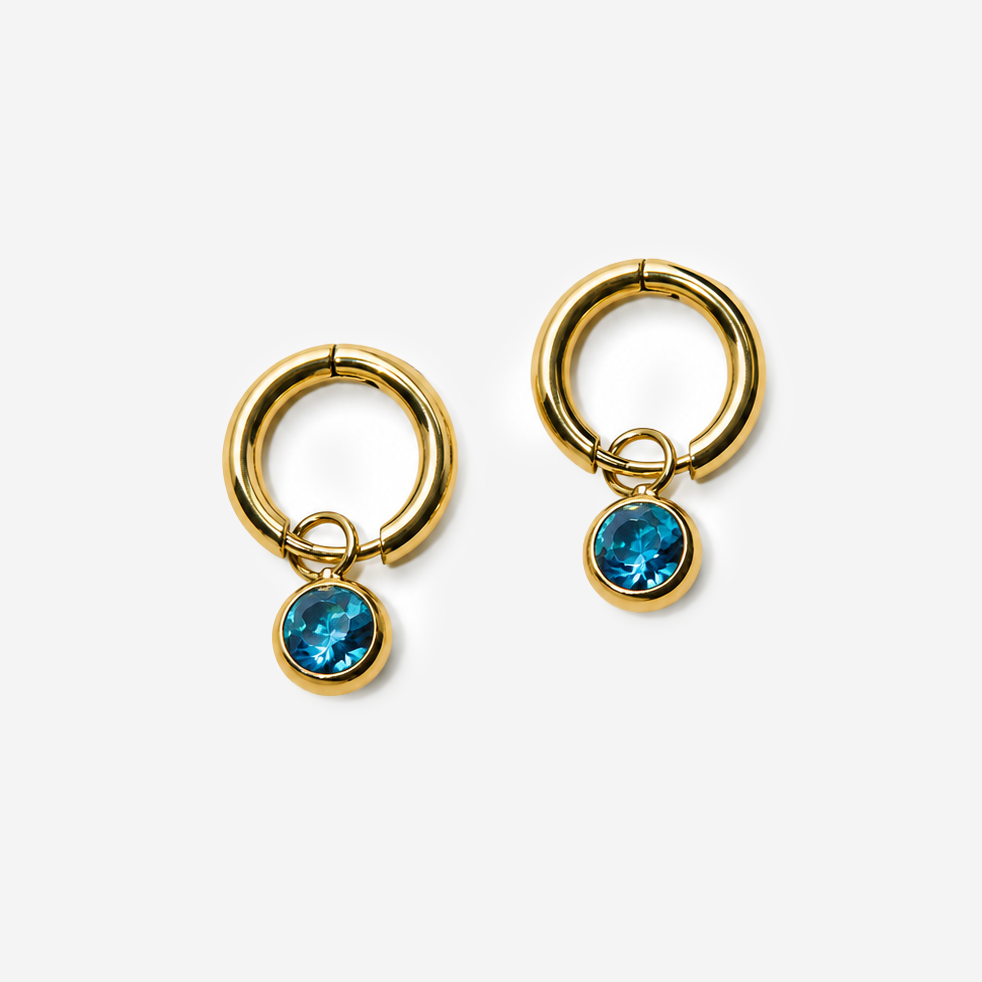 Titanium Gold Plated Blue Earrings