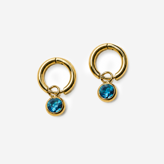 Titanium Gold Plated Blue Earrings
