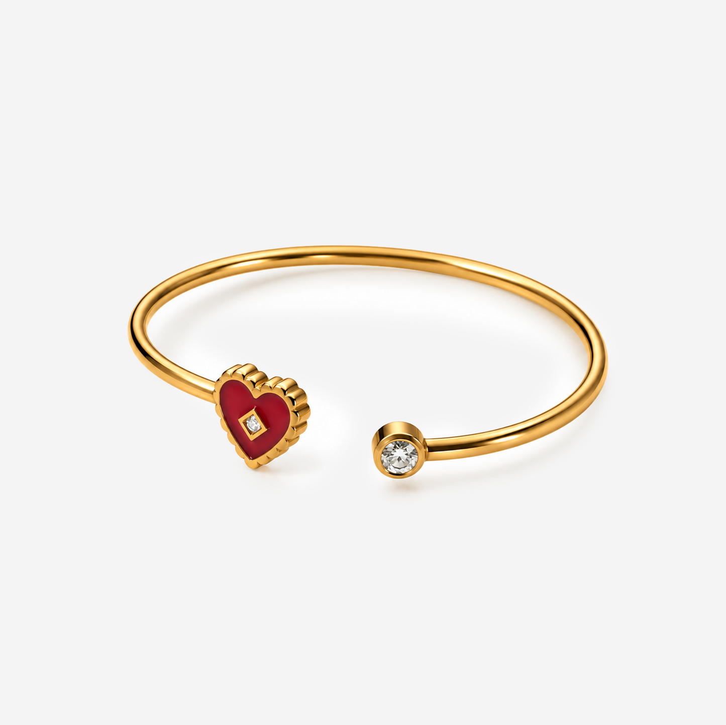 Titanium Gold Plated Bracelet Red Heart