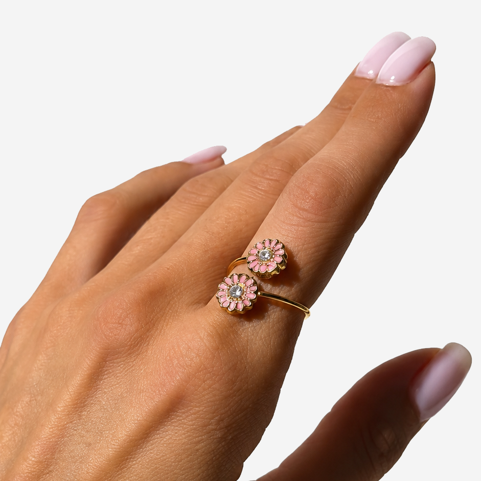 Gold-plated Titanium Flower Shaped Ring