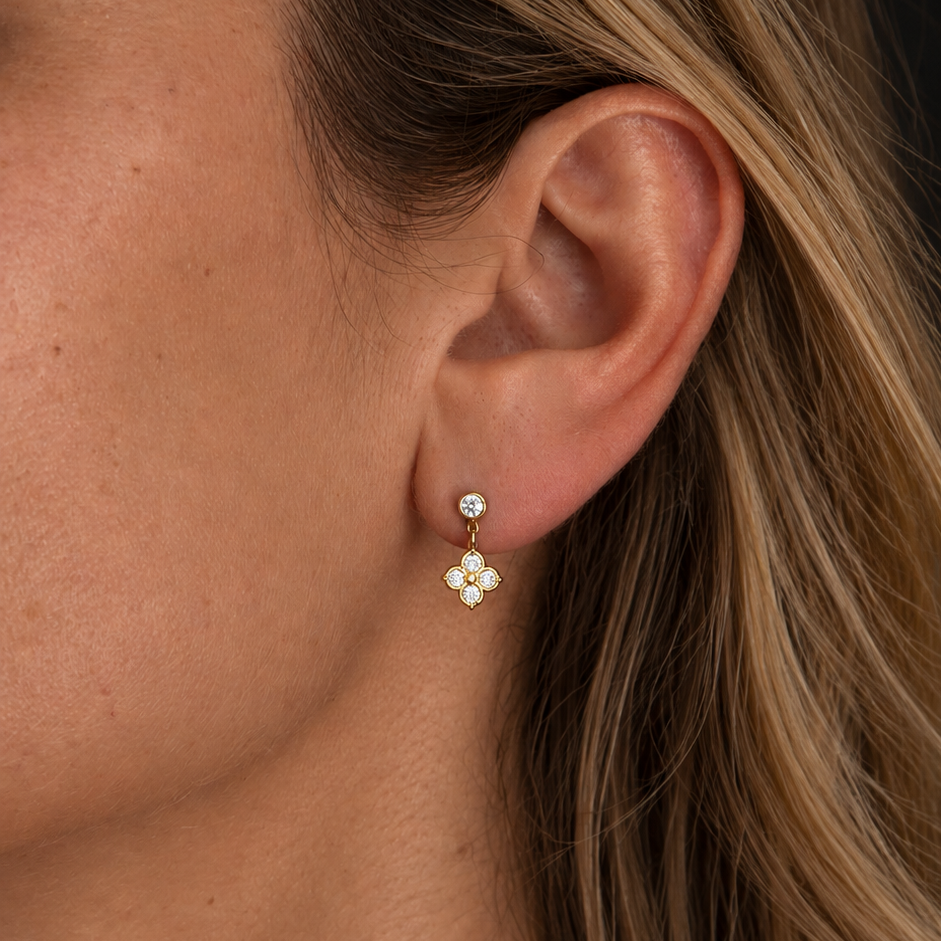 Gold-plated Titanium With Stone Earrings SET