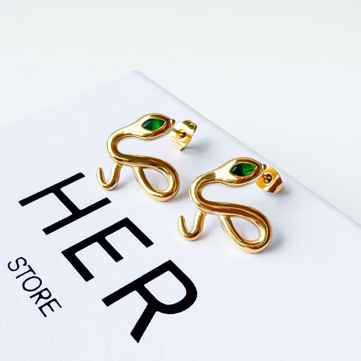 Gold-plated Titanium Snake Shaped Earrings