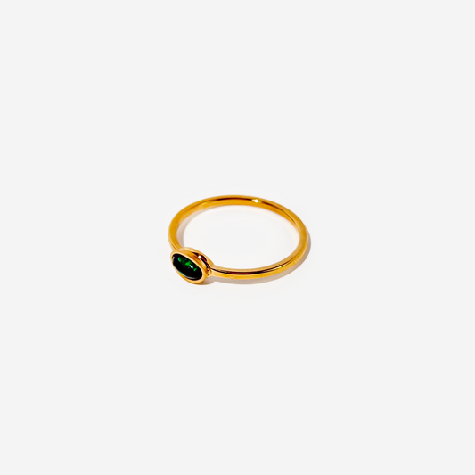 Gold-plated Titanium Green With Stone Ring