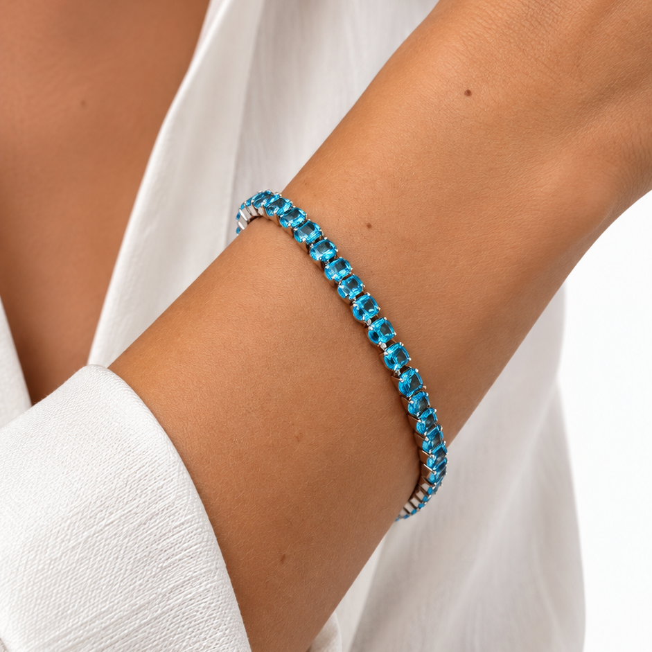 Gold-plated Titanium Blue Stone Bracelet