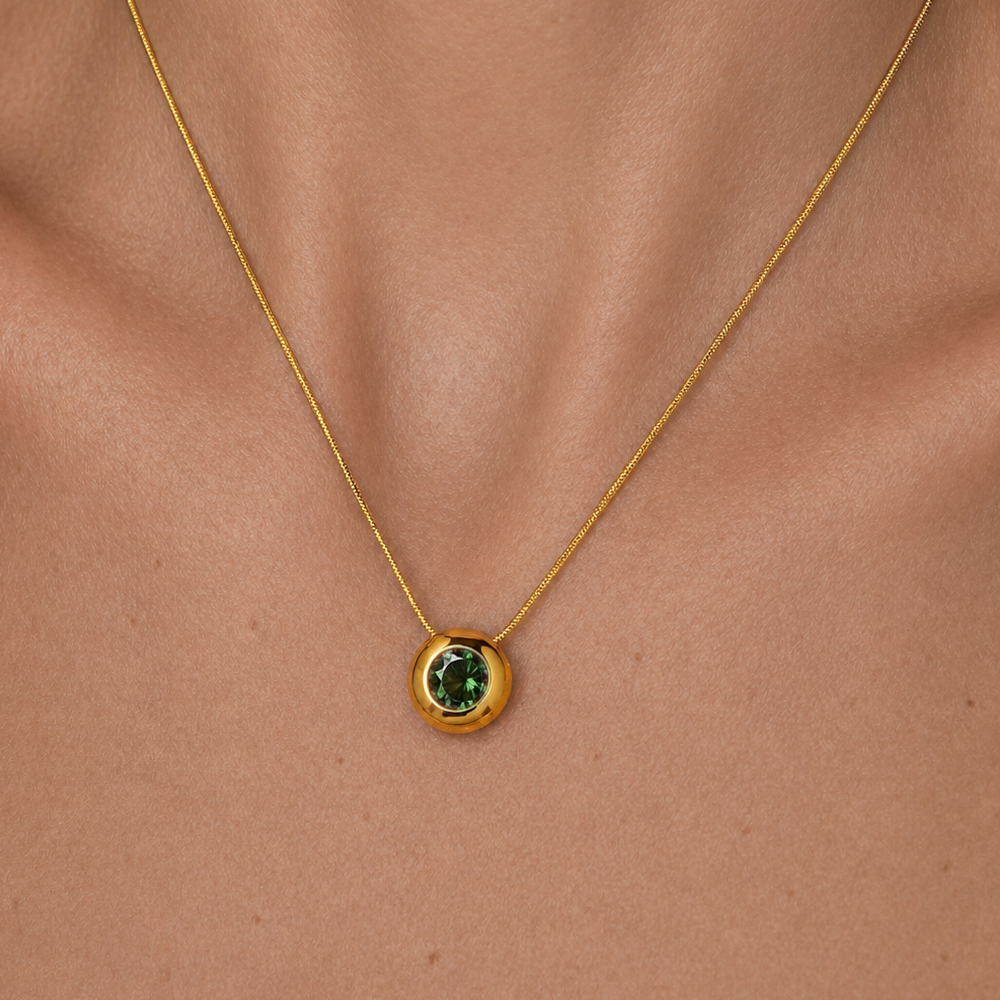 Gold-plated Titanium With Stones Necklace