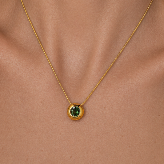 Gold-plated Titanium With Stones Necklace