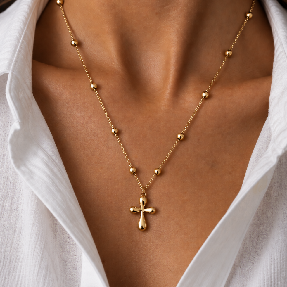 Gold-plated Titanium Cross Necklace