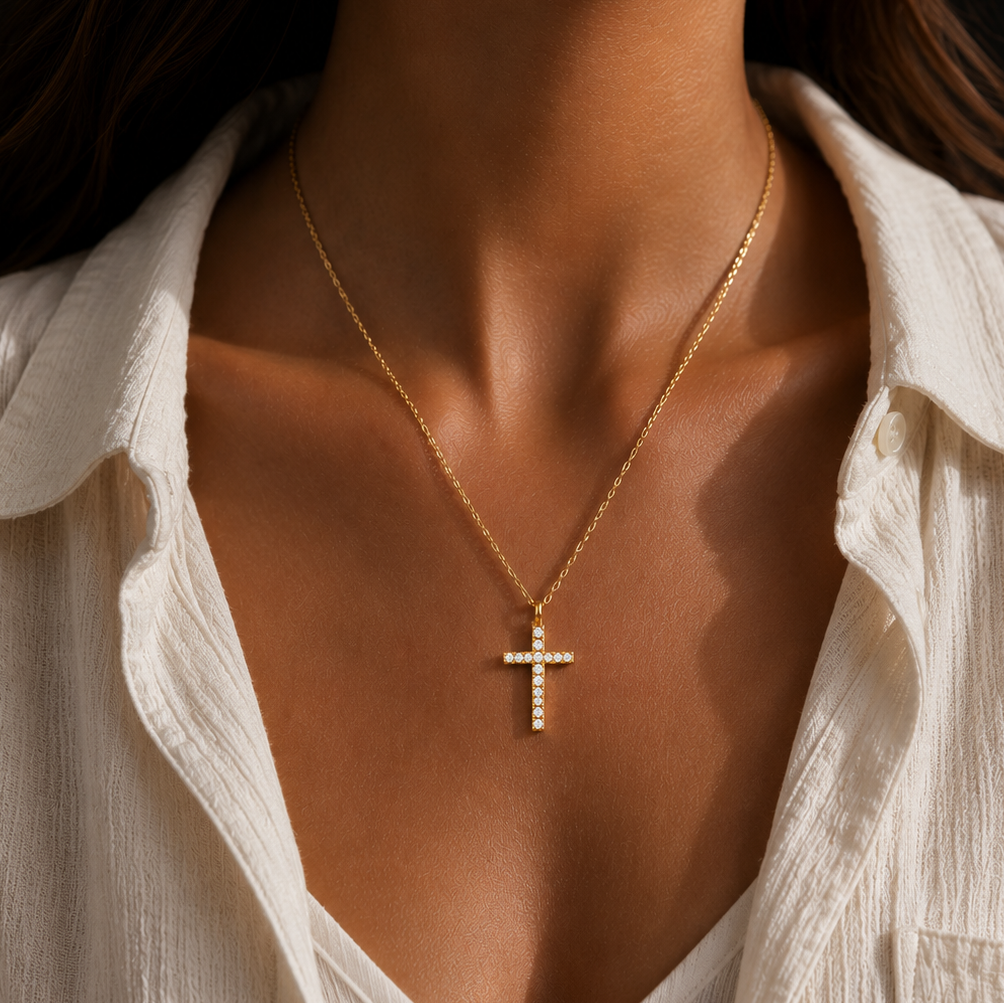 Gold-plated Titanium Cross Necklace