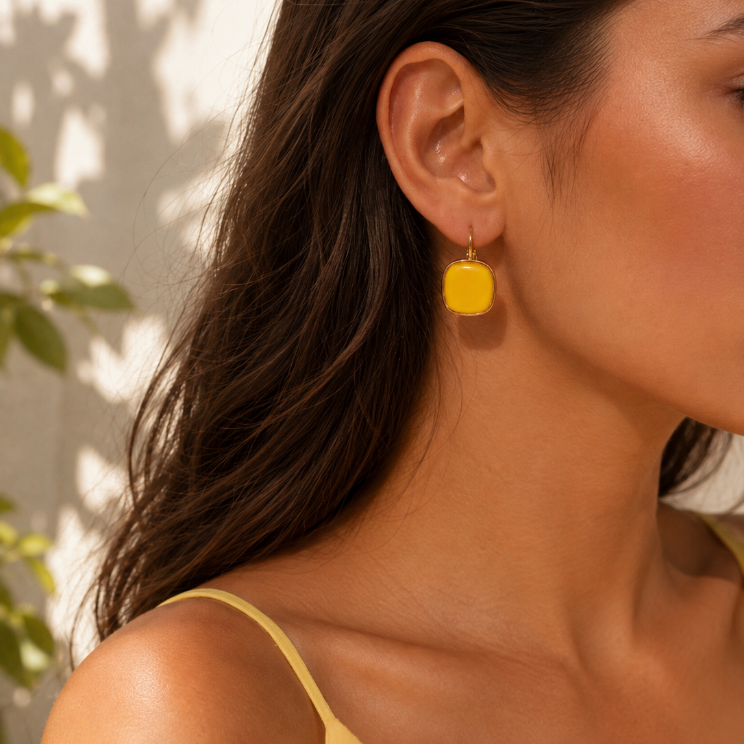 Titanium Gold Plated Yellow Earrings