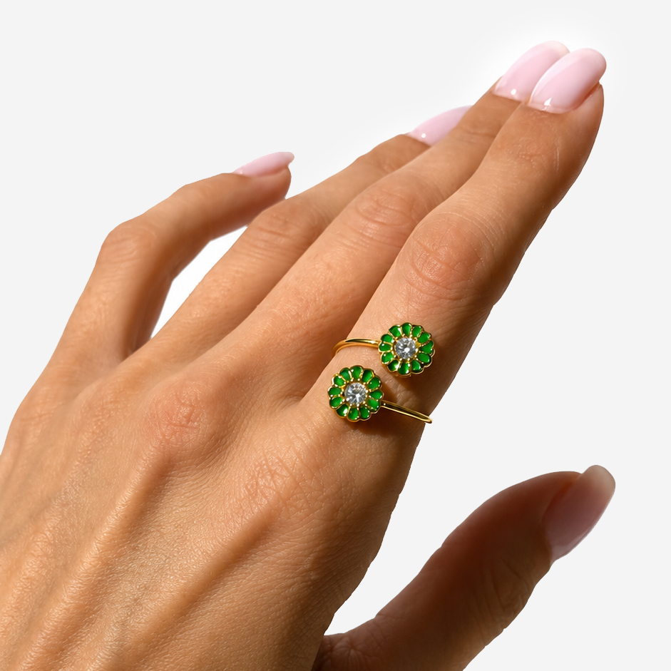Gold-plated Titanium Flower Shaped Ring