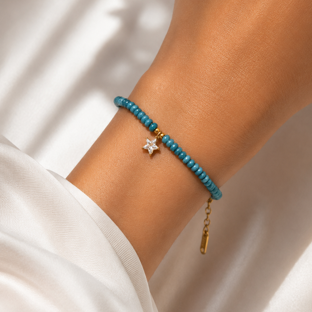 Titanium Gold Plated Blue Bracelet