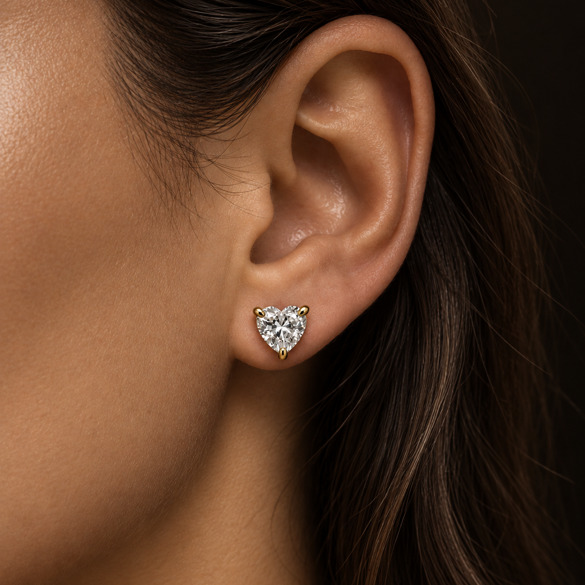 Gold-plated Titanium White Stone Earrings