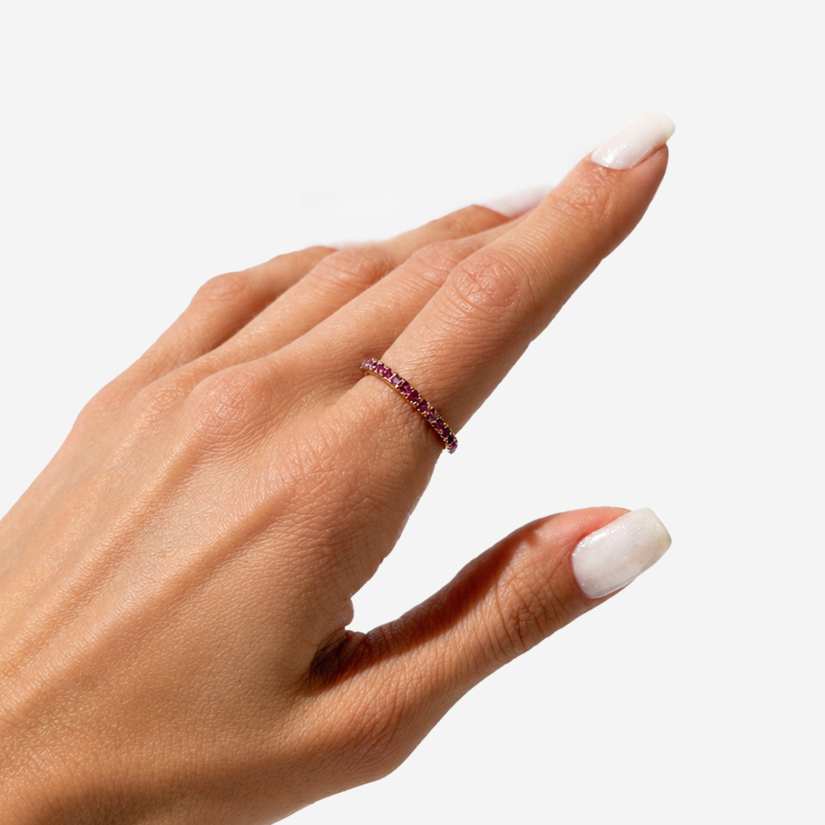 Gold-plated Titanium With Pink Stone Ring