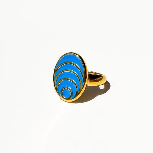 Gold-Plated Titanium Light Blue Ring