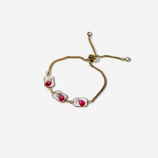 Gold-plated Titanium with Flowers Bracelet
