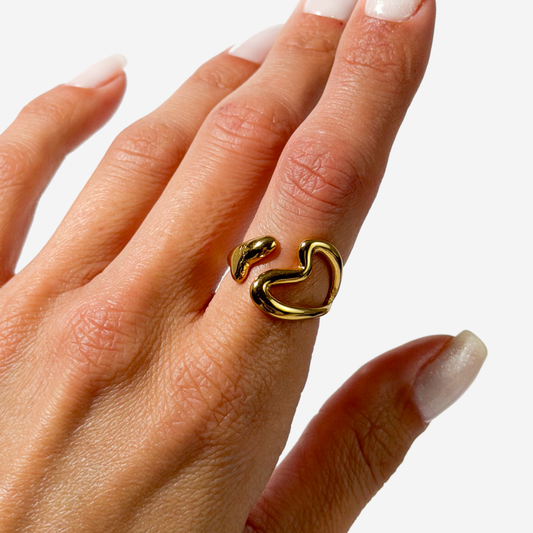 Gold-plated Titanium Heart Shaped Ring