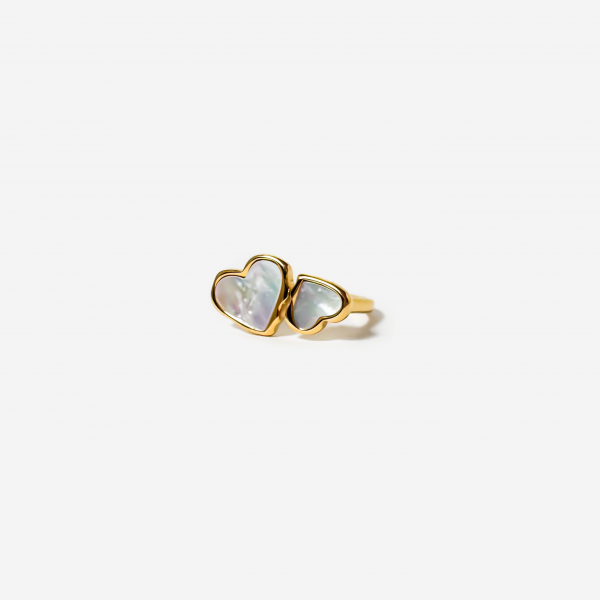 Gold-Plated Titanium Two-Heart Ring