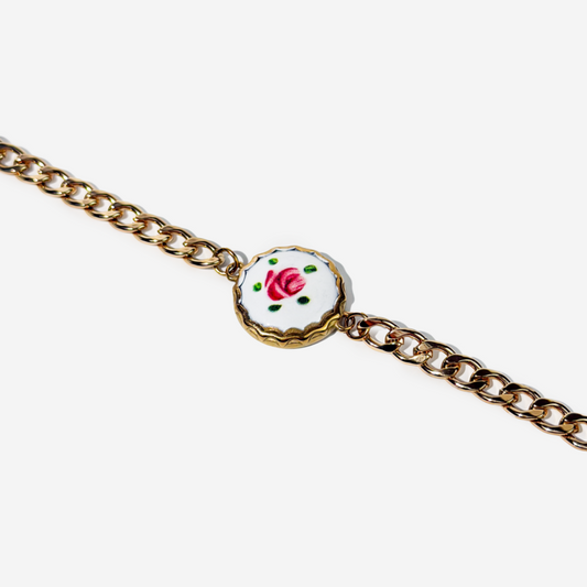 Gold-plated Titanium Rose with Ornament Bracelet