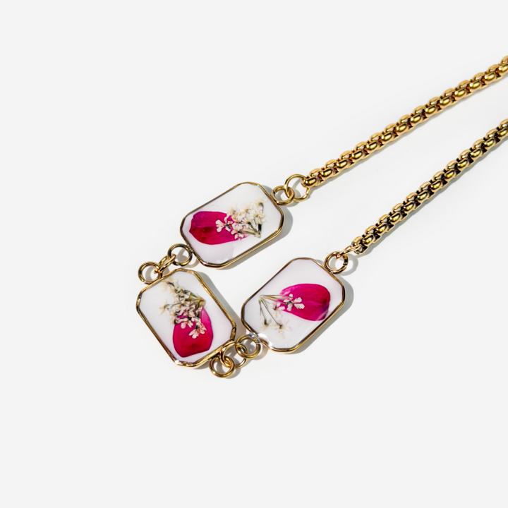 Gold-plated Titanium with Flowers Bracelet