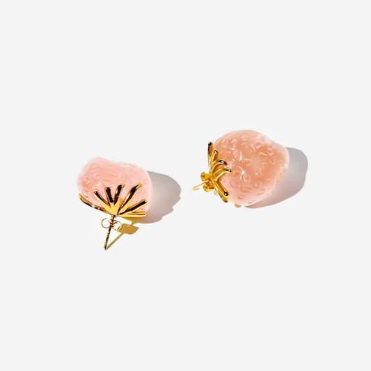 Gold-Plated Titanium Strawberry-Shaped Earrings