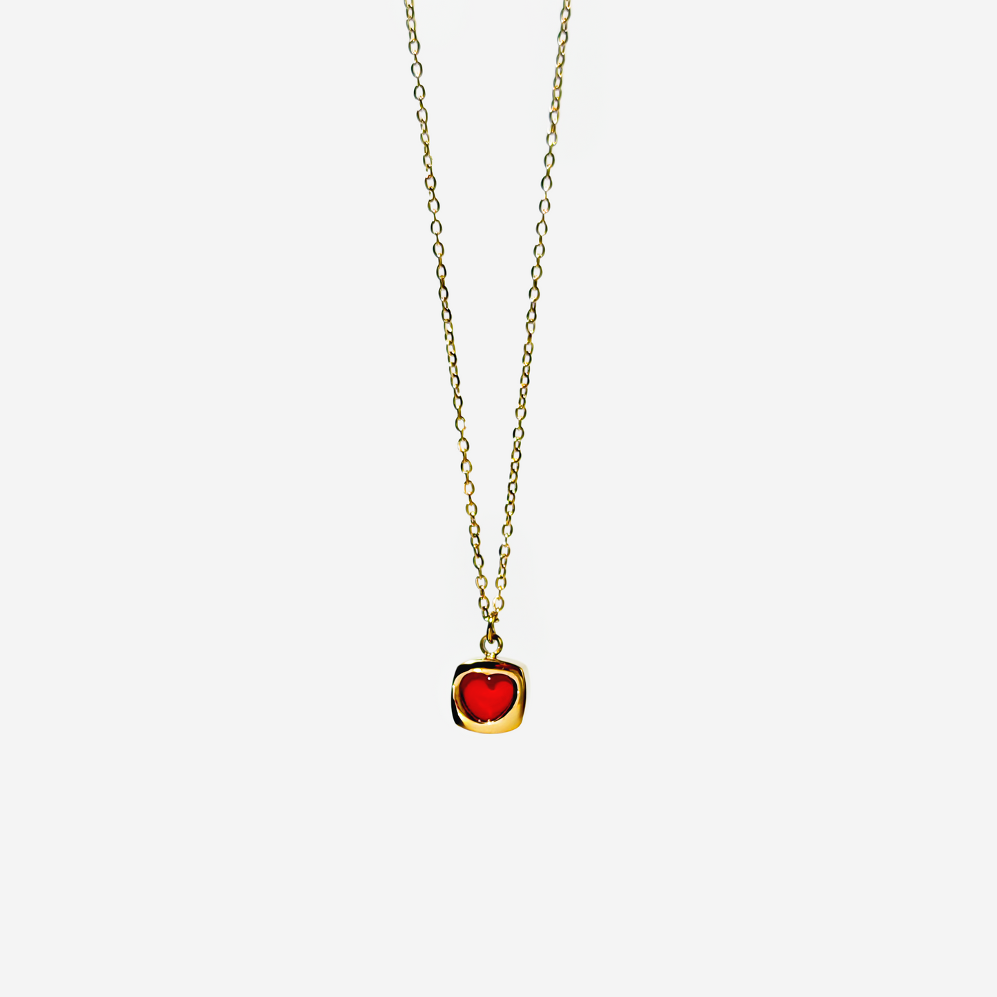 Gold-plated Titanium Red with Heart Necklace