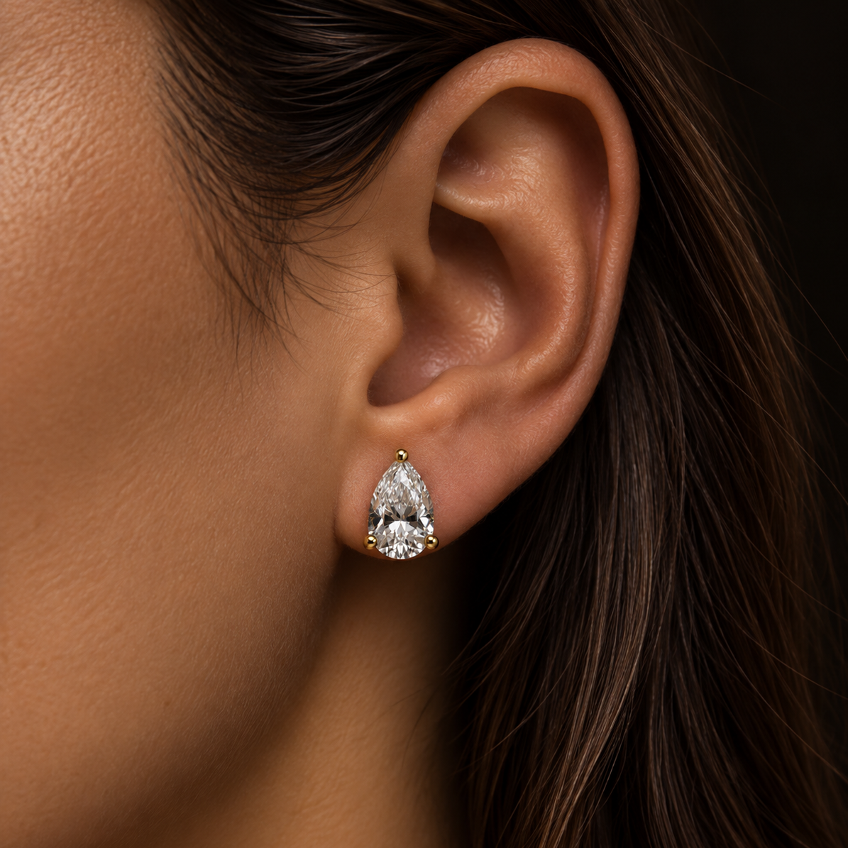 Gold-plated Titanium White Stone Earrings