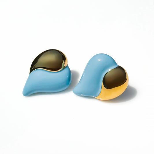 მოოქროვილი ტიტანის ღია ლურჯი საყურეები