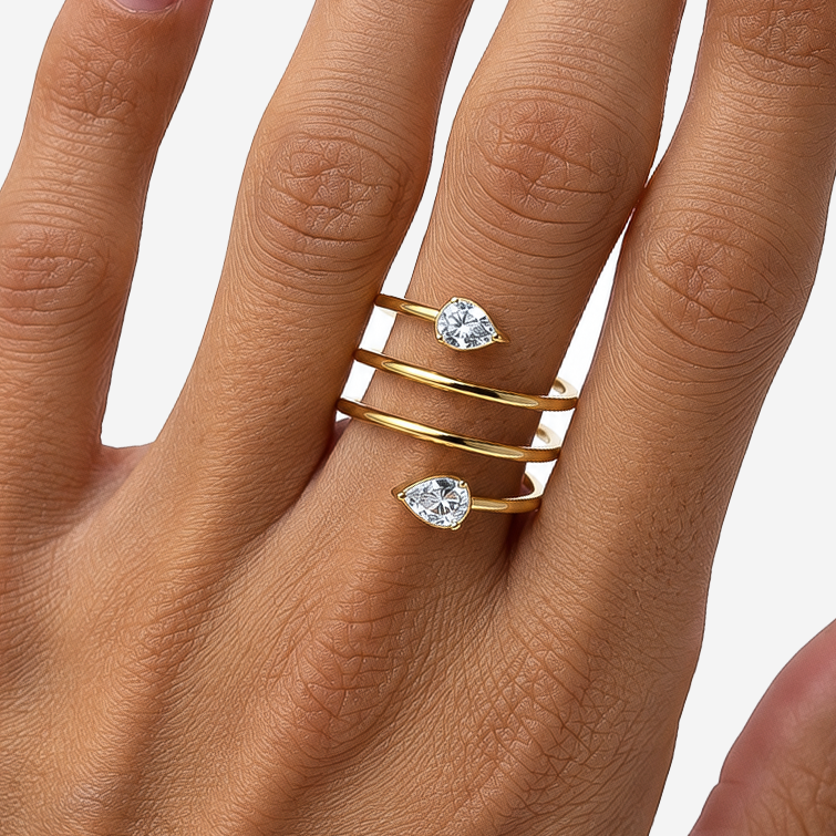 Gold-Plated Titanium Ring with White Stone