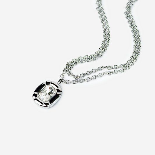 Gold-plated Titanium Silver With Stone Necklace