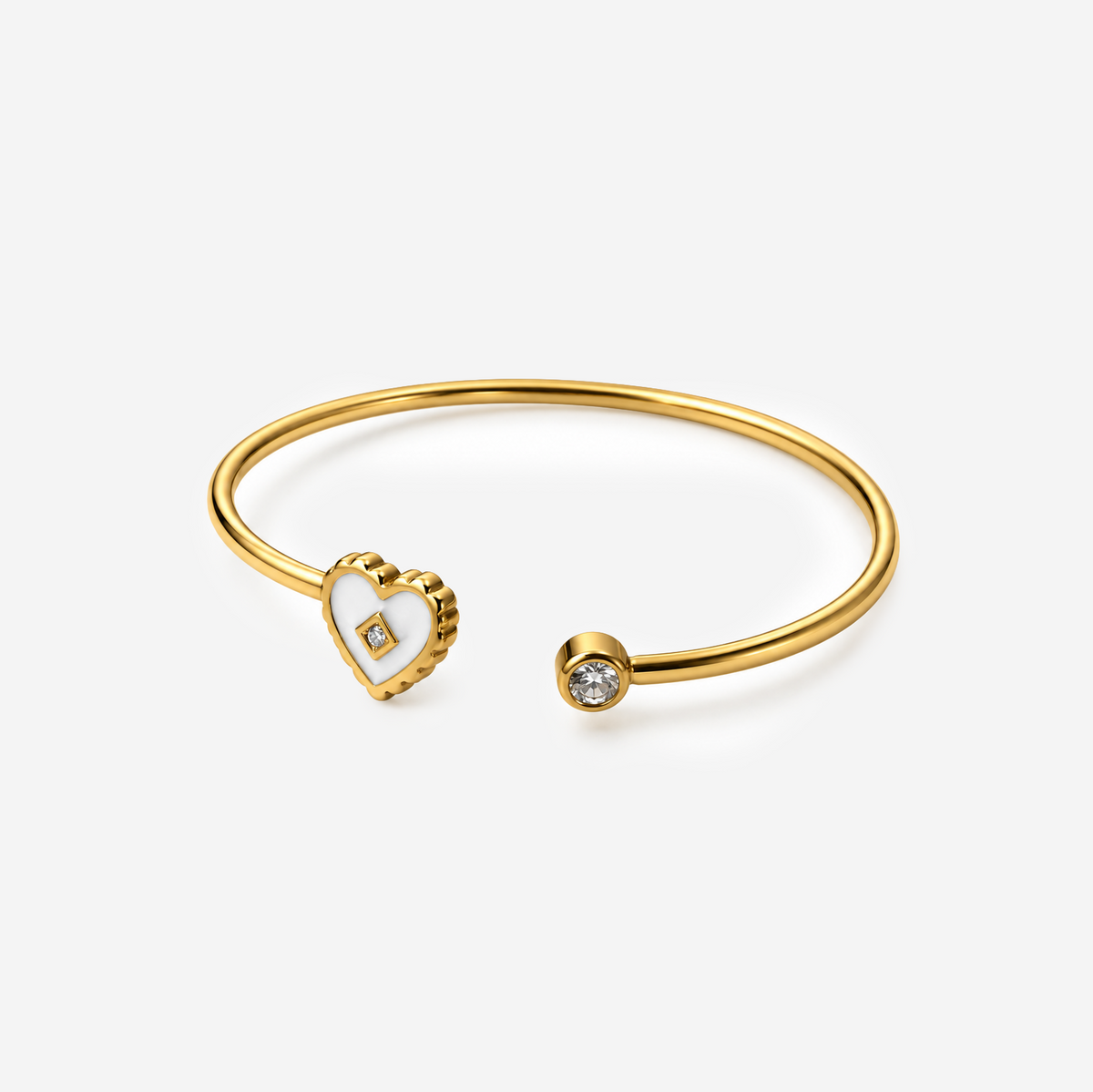 Titanium Gold Plated Bracelet White heart