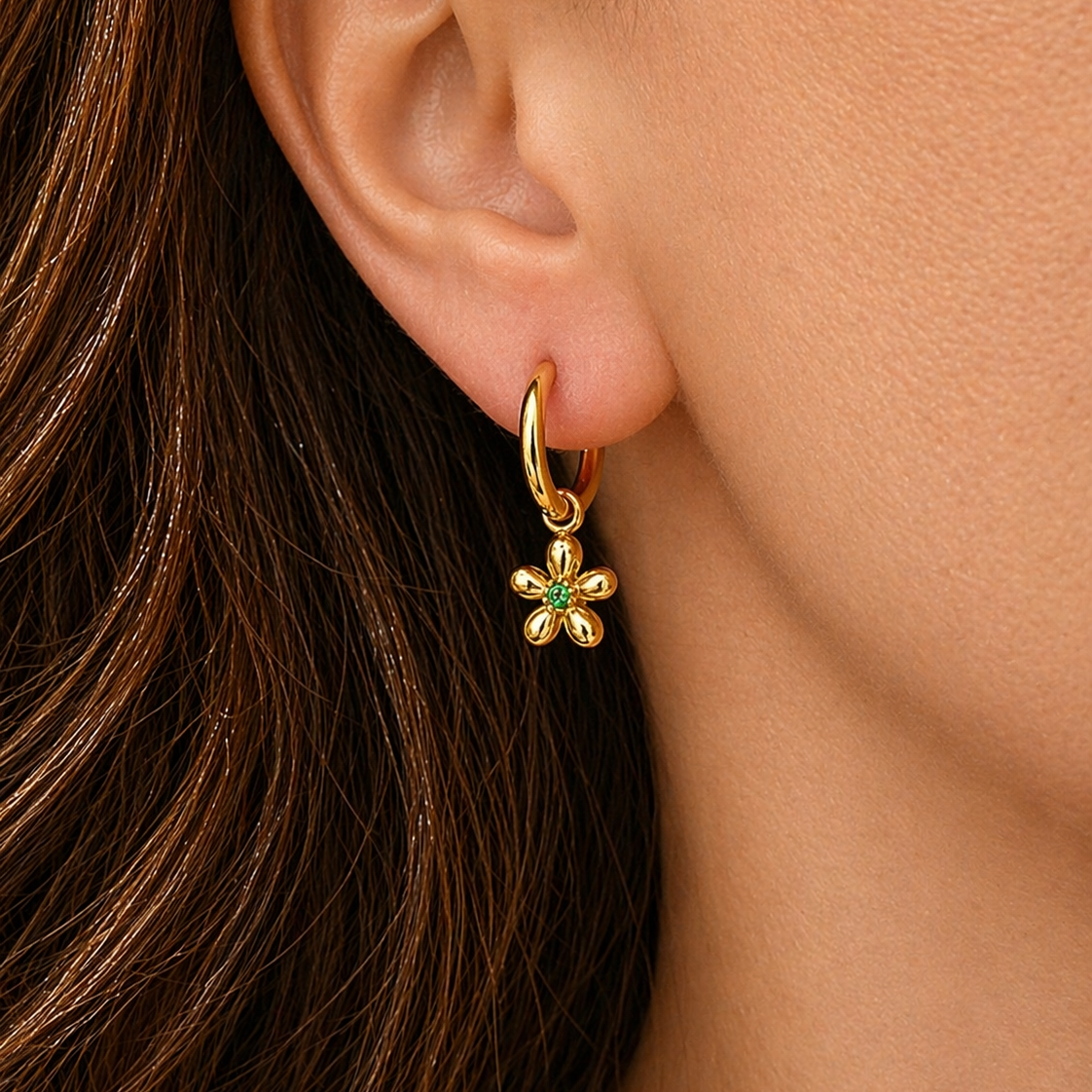 Gold-plated Titanium Flower Shaped Earrings