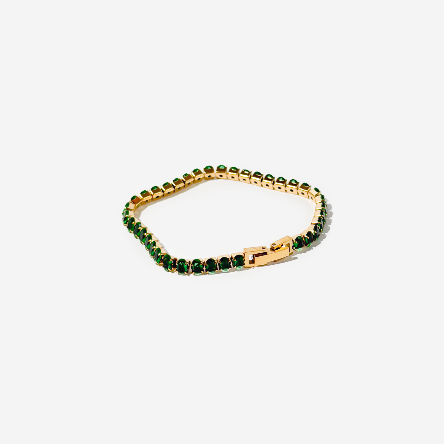 Gold-plated Titanium With Green Stones Bracelet