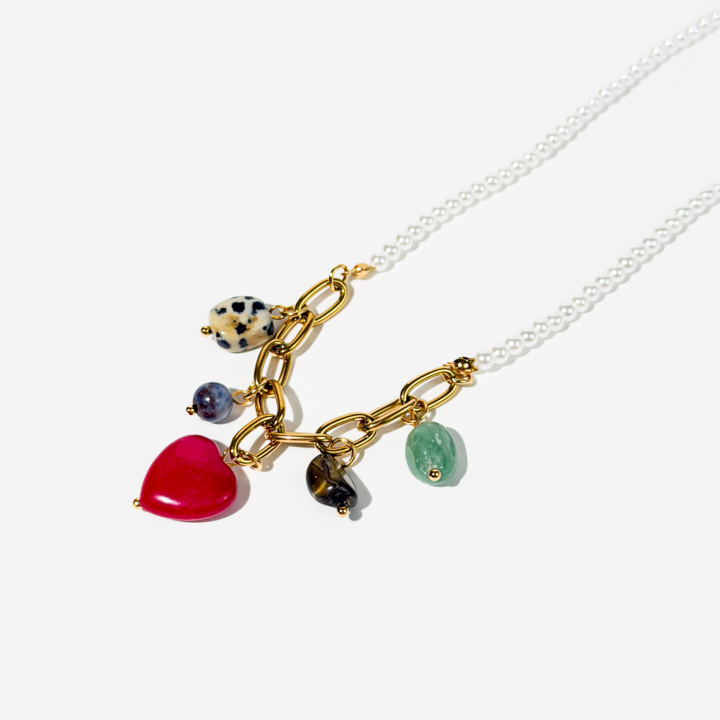 Gold-plated Titanium Red with Heart Necklace