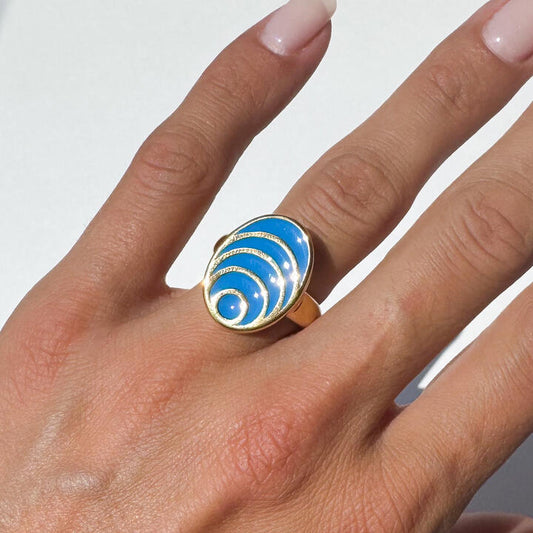 Gold-Plated Titanium Light Blue Ring