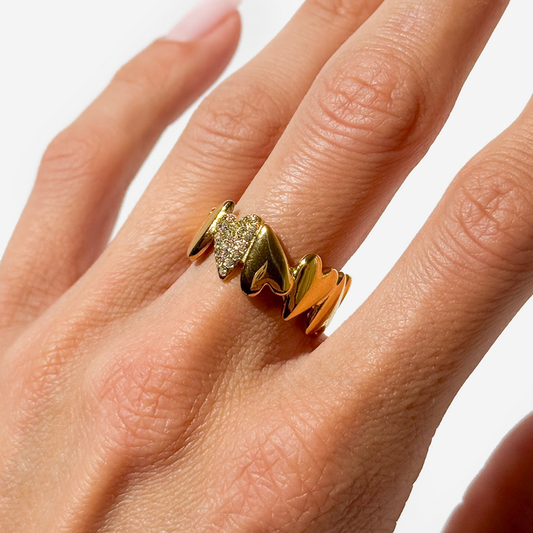 Gold-plated Titanium with Hearts Ring