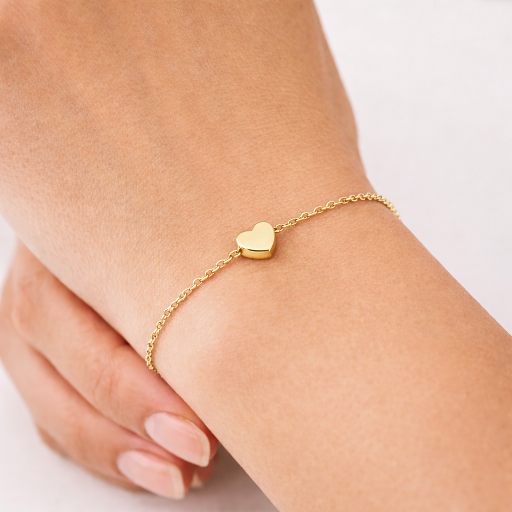Gold-plated Titanium Heart Shaped Bracelet