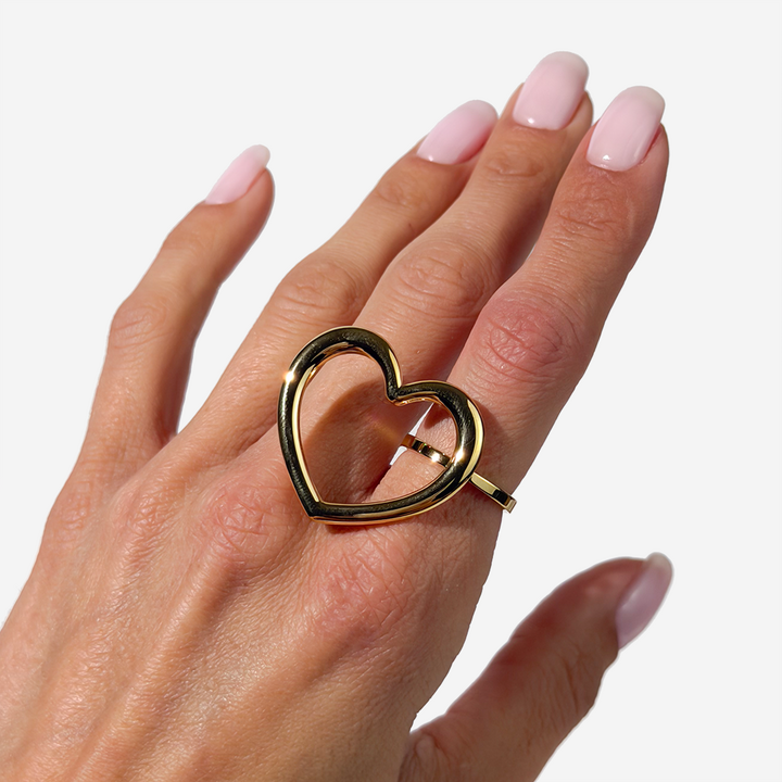 მოოქროვილი ტიტანის გულის ფორმის ბეჭედი