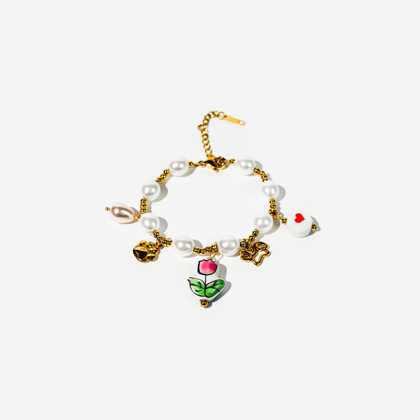 Gold-plated Titanium with Pearls Bracelet